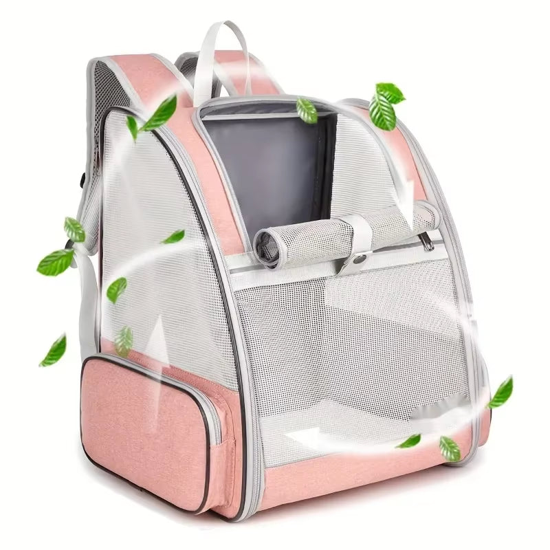 Pet Cat Carrier Backpack Breathable Portable Travel Backpack for Cat and Dog with anti Breakaway Belt Three-Door Design
