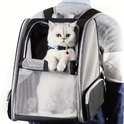 Pet Cat Carrier Backpack Breathable Portable Travel Backpack for Cat and Dog with anti Breakaway Belt Three-Door Design