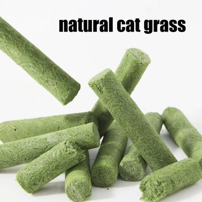 Cat Grass Sticks Hairball Removal Treats Natural Freeze Dried Chicken Cat Grass Sticks for Teething Oral Care and Teeth Cleaning