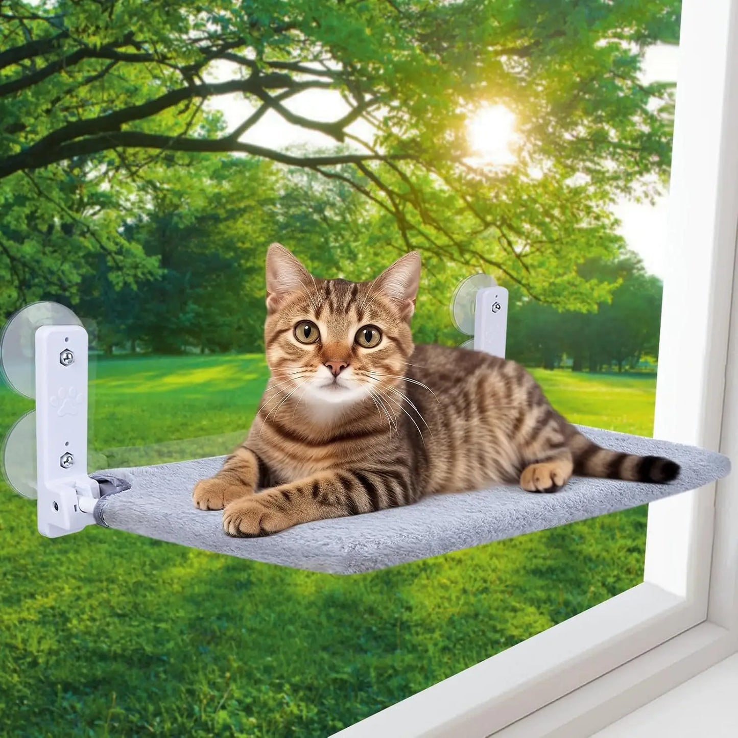 Cat Hammock with 2-In-1 Reversible Cover Suction Cup Foldable Hammock Suspended Cat Nest Bed Balcony Window Glass Cat Hammock